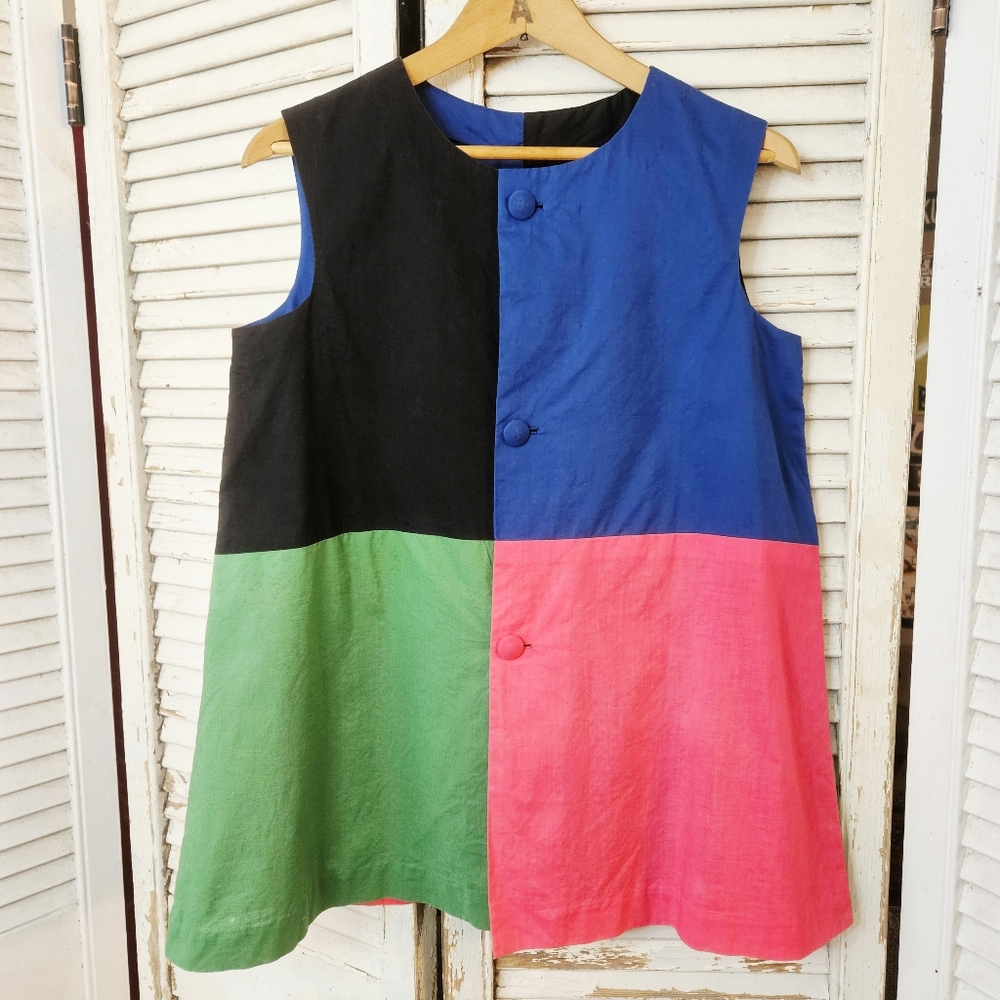 Vintage 1960s Colourblock Tunic Top S